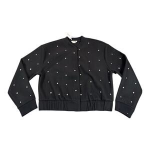 Jason Wu Women’s Jacket Bomber Rhinestones Embellished Black Medium